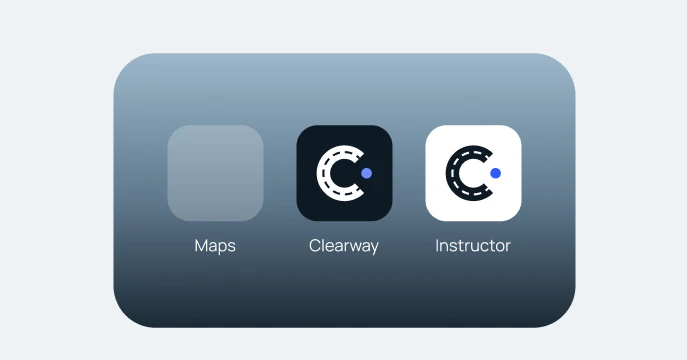 Two app icons: ink for the student app, white for the instructor app