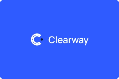 The Clearway logo on blue