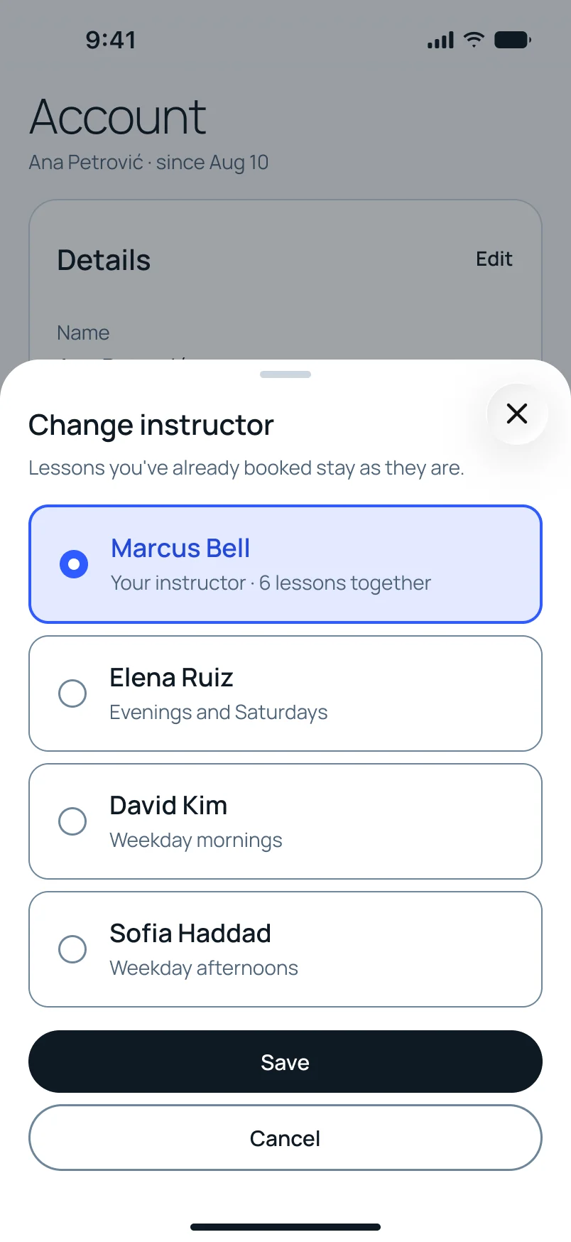 Change instructor sheet, with no reason asked