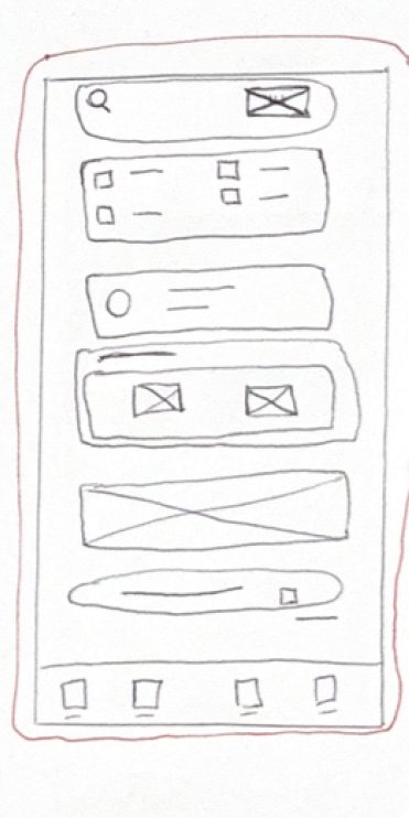 Paper sketch of the Home screen